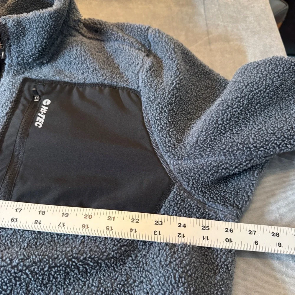 Hi-Tec Mens 1/4 Zip Fleece Pullover XXL Gray Sherpa Gorpcore Outdoor Active